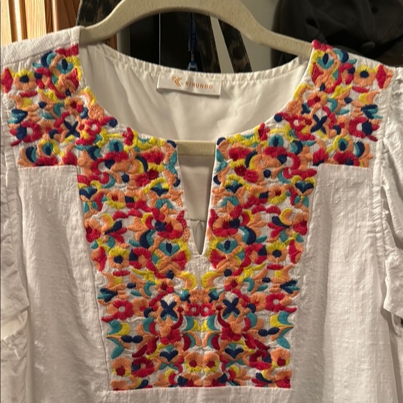 White Woman’s Dress with Colorful Embroidery - Picture 2 of 16